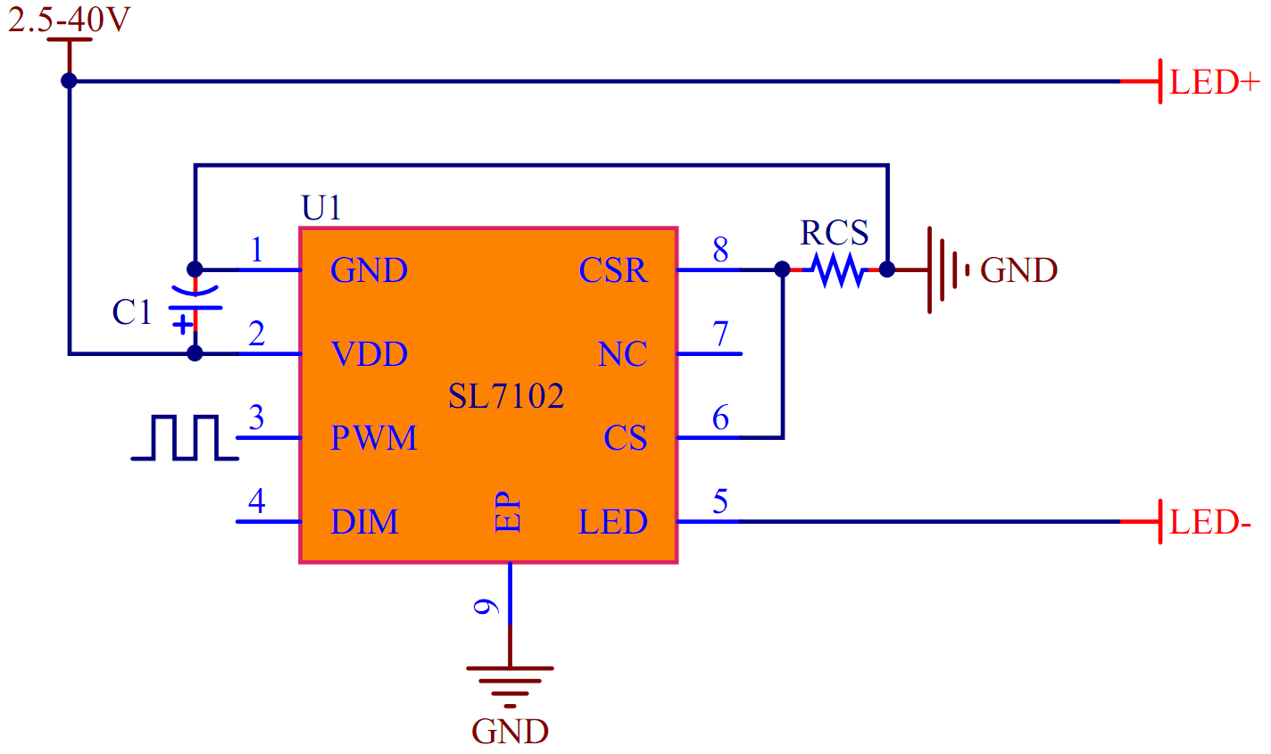 Sl7102 线性降压led恒流驱动器 森利威尔电子